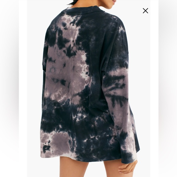 Free People Be Free Tie Dye Tee Charcoal Gray Size Small Like New Retail $58 - Picture 2 of 7